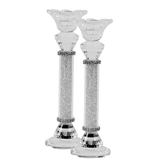 Crystal Candlesticks with Silver Crystal Filling