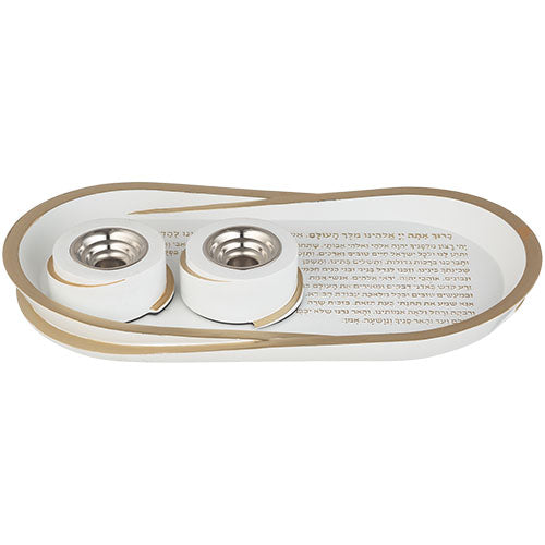 Polyresin Set: Tray and Candlesticks