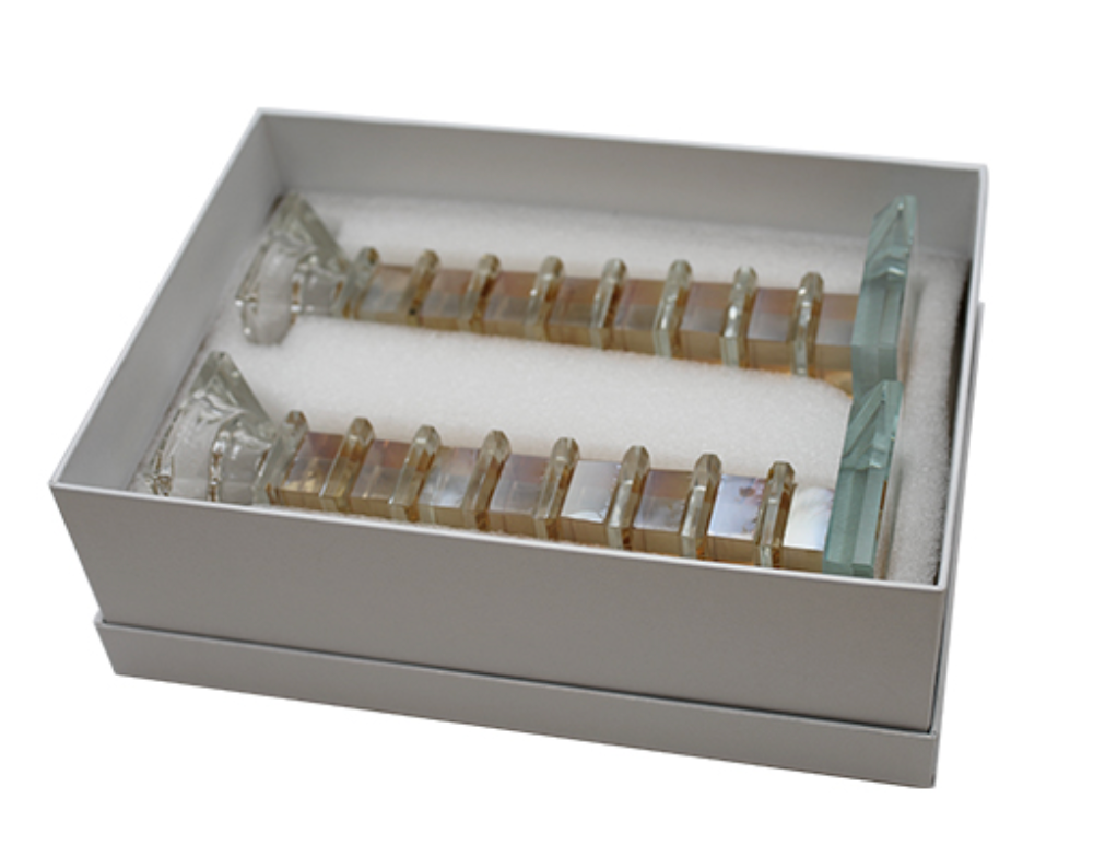 Pair of Crystal Elegant Candlesticks 16 cm