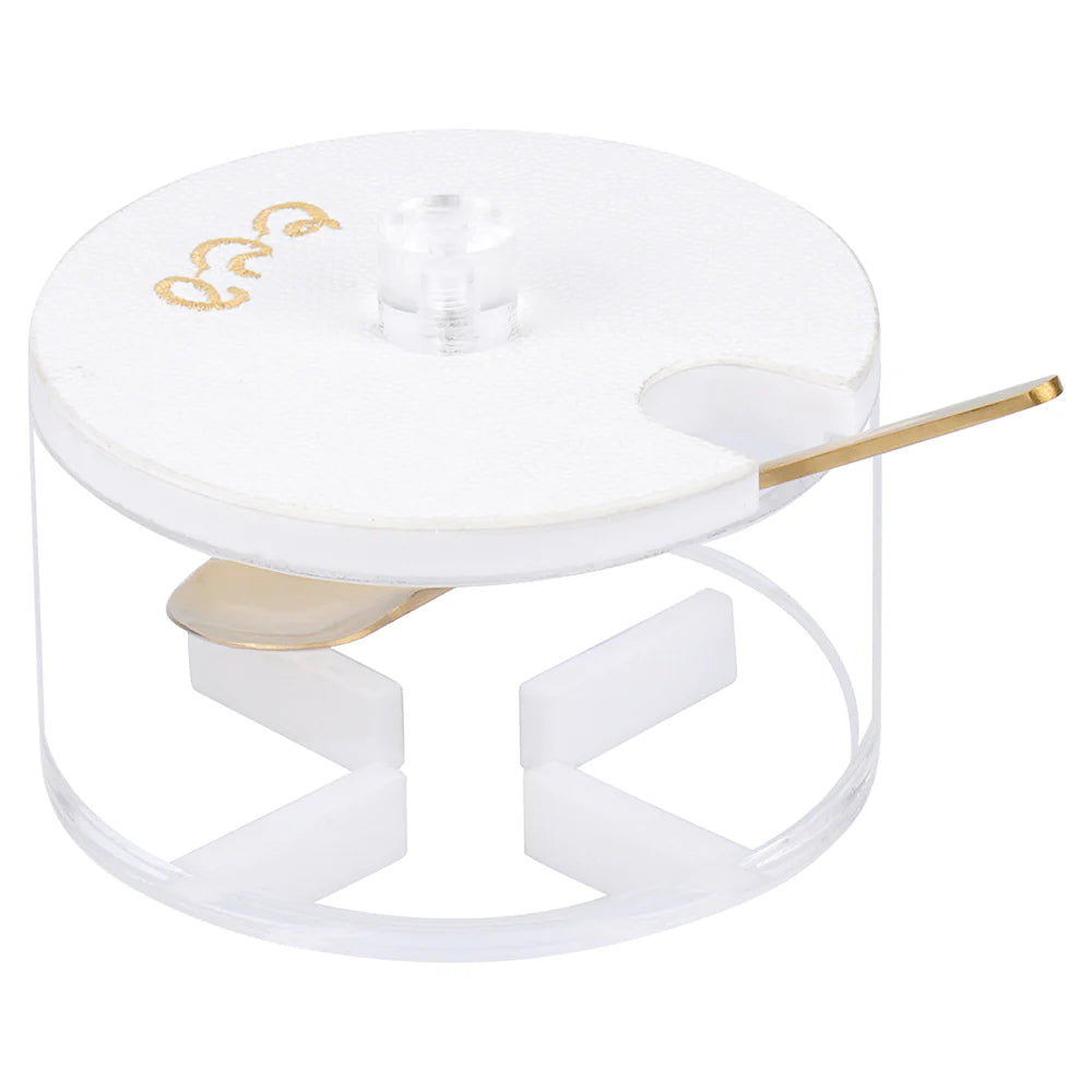 Honey Dish with Embroidered Leatherette Cover דבשיה