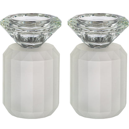 Faceted Crystal Shabbat Candle Holders