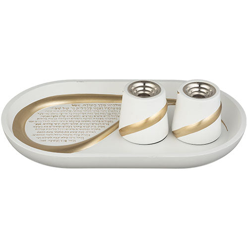 Polyresin Set: Tray and Candlesticks