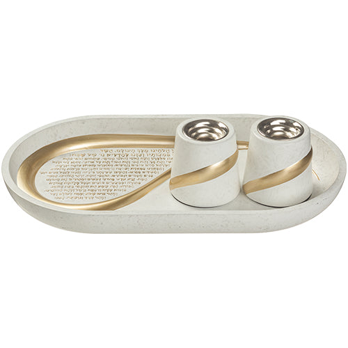 Polyresin Set: Tray and Candlesticks