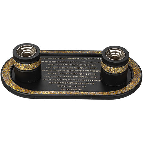 Polyresin Set: Tray and Candlesticks