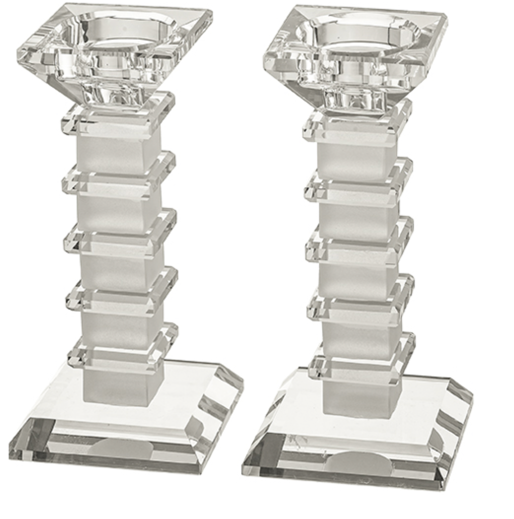 Pair of Crystal Elegant Candlesticks 16 cm