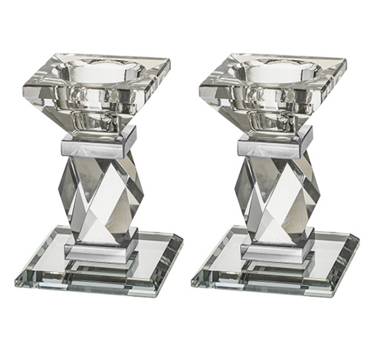 Pair of Crystal Elegant Candlesticks 10 cm
