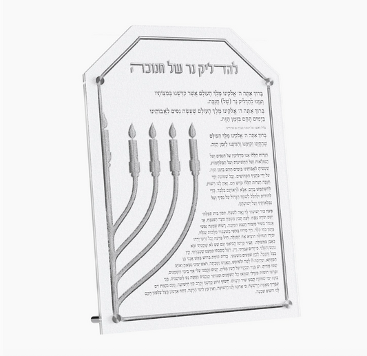 Leatherite Chanukah Brachos Card (Silver)