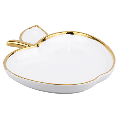 Porcelain Apple Shaped Dish with Gold Trim