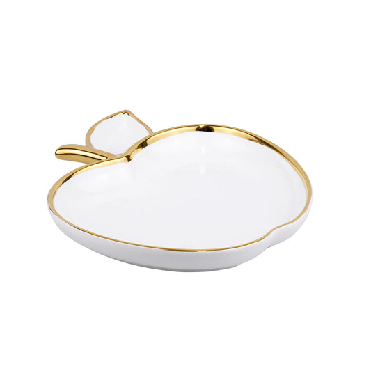 Porcelain Apple Shaped Dish with Gold Trim